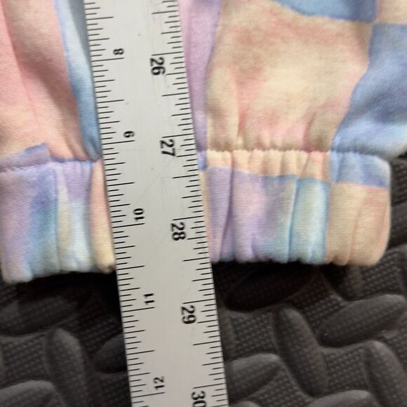 Wild Fable Sweatpants Womens Small Pink Blue Square Print Pastel Fleece Mid Rise - Picture 8 of 8